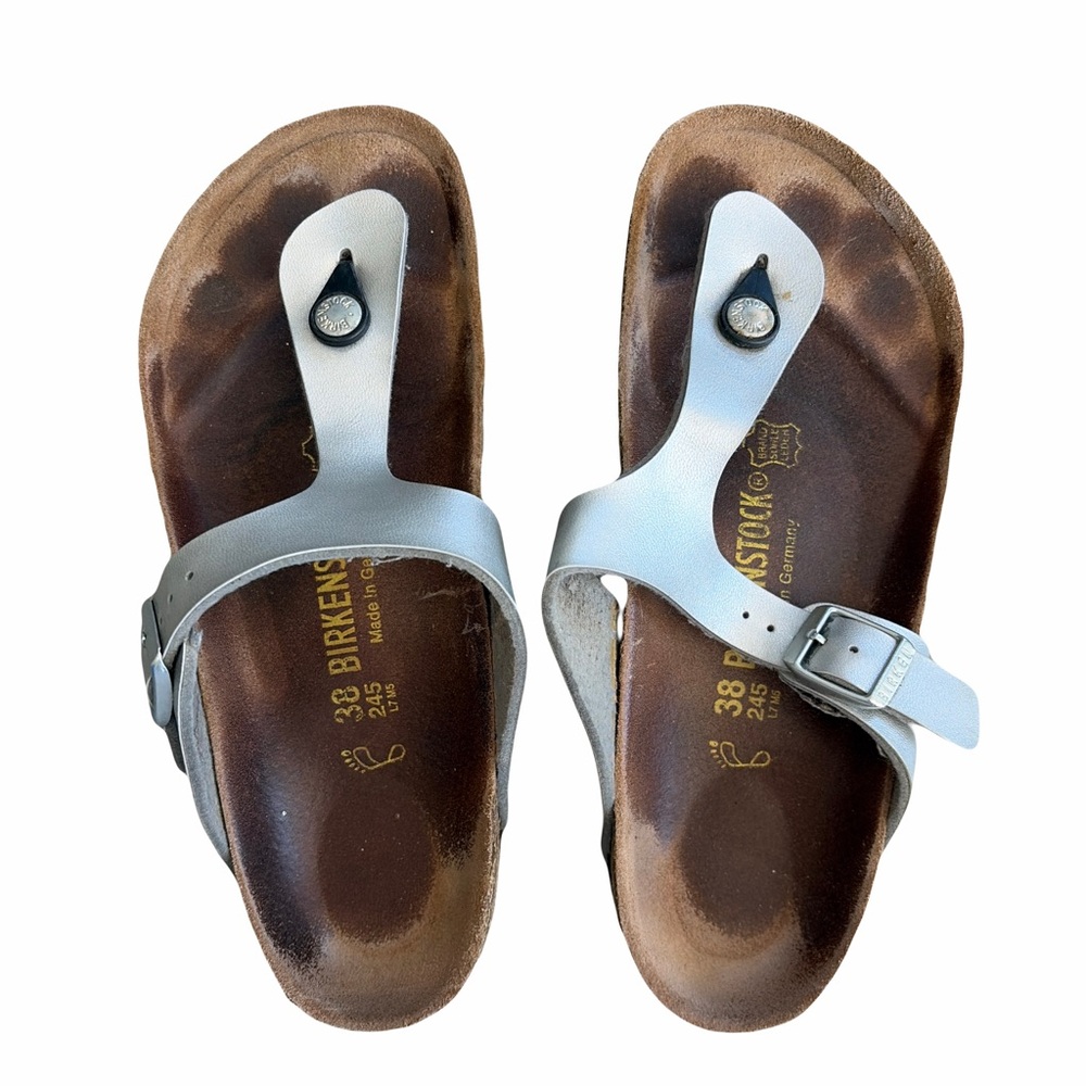 Birkenstock Metallic Silver Gizeh Thong Sandals - Picture 3 of 5